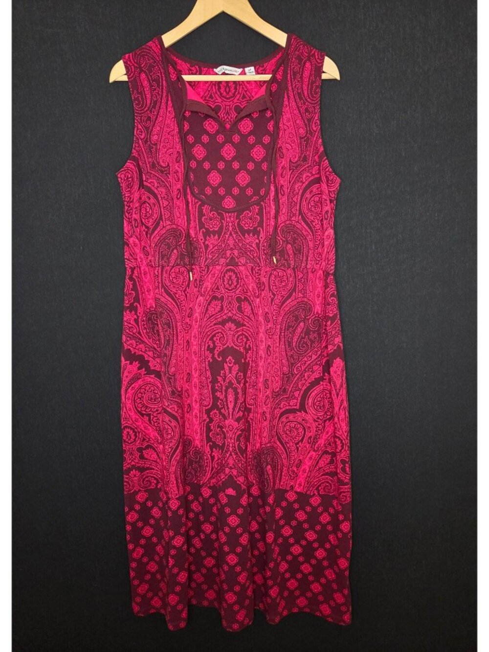 💙 Isaac Mizrahi Live Paisley Boho Sleeveless Maxi Size LP Dress Stretch